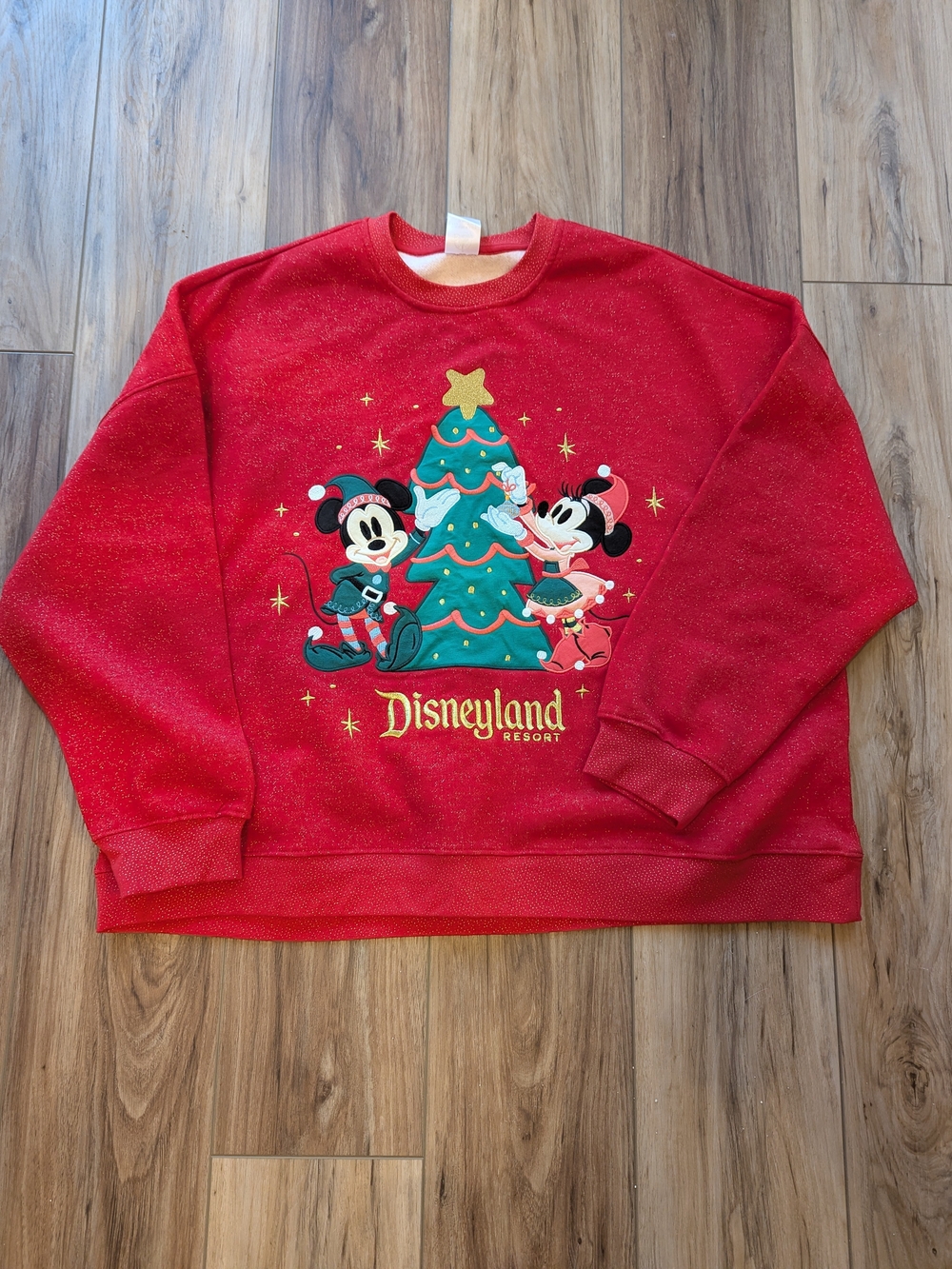 Women's XL Disneyland Red Mickey & Minnie Christmas Crewneck Sweatshirt